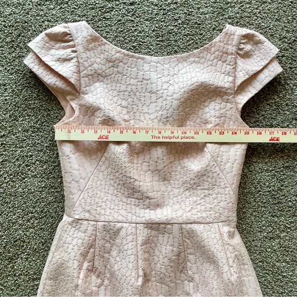 HALSTON Heritage Blush Pink Jacquard Dress w/ Cap Sleeves - Size 4 - Picture 9 of 10